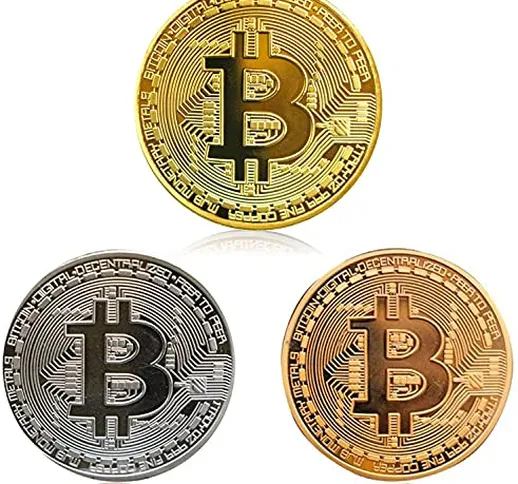 ZONSUSE Bitcoin Coins-Set di 3 - Gold Bitcoin Coins/Argento Bitcoin Monete/Bronzo Bitcoin-...