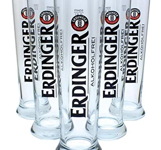 6 X erdinger alcol libero 0,5L vetro/Occhiali, Birra, in vetro, marca + Bottiglia per vino...