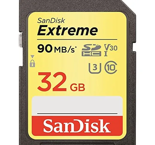 SanDisk Extreme Scheda di Memoria, SDHC da 32 GB, Doppio Pacco fino a 90 MB/sec, Classe 10...