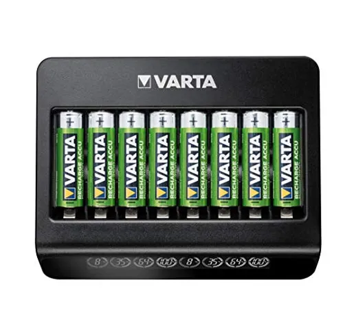 VARTA Multi Charger +, Caricatore per batterie ricaricabili in AA / AAA / 9V, ricarica a s...