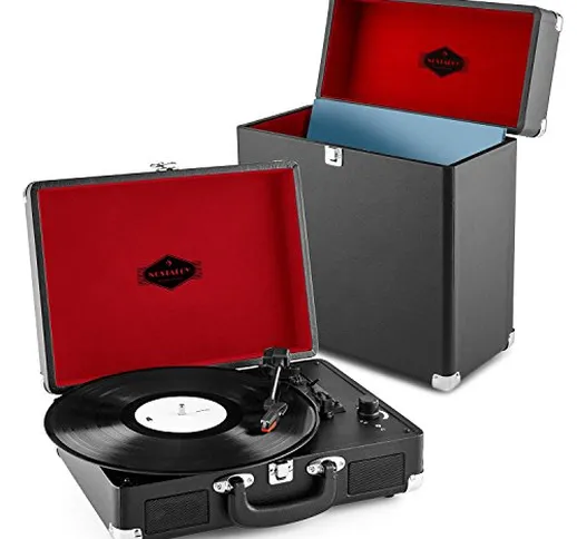 Auna Set Peggy Sue Giradischi a Valigetta Vintage + Record Collector Raccoglitore Vinili (...