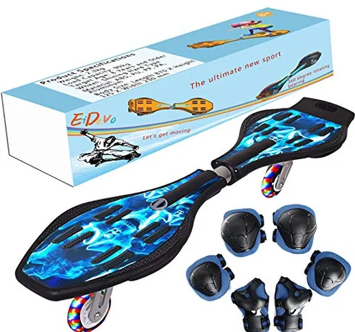 EiDevo Waveboard, Double Wheel Balance Scooter Caster Board con LED Flash Wheel Wave Board...