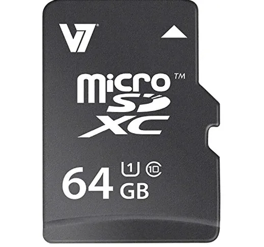 V7 VAMSDX64GUHS1R-2E 64GB Micro SDXC Memory Card Class 10 + SD Adapter (UHS-I, ECC, ISP, 2...