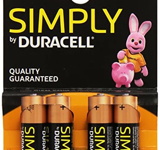 Duracell Simply Batterie alcaline, Stilo, AA, confezione 4 pezzi
