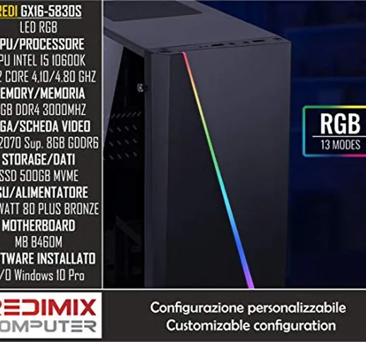 PC GAMING REDI GX16-5830S I5-10600K B460M RTX 2070 SUPER 8GB 16GB DDR4 3000MHZ SSD 500GB N...