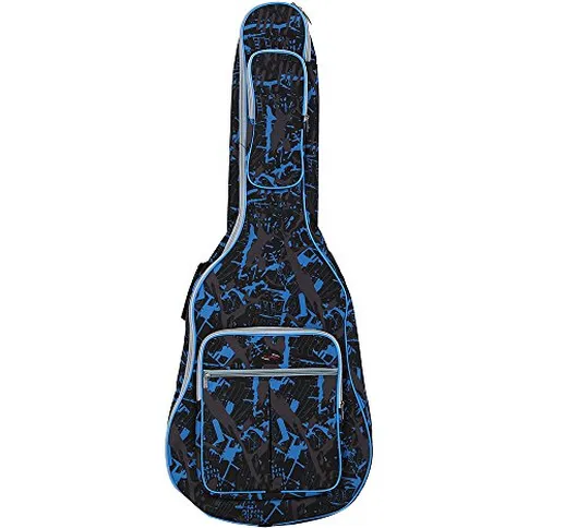 ammoon Custodia Chitarra Impermeabile 600D Panno Di Oxford Imbottite Camouflage Blu Cucitu...