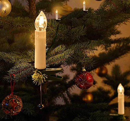 Catena Candele Albero Natale, THOWALL Set di 15.5M 50 LED Candele Natalizie con Clip, Cant...