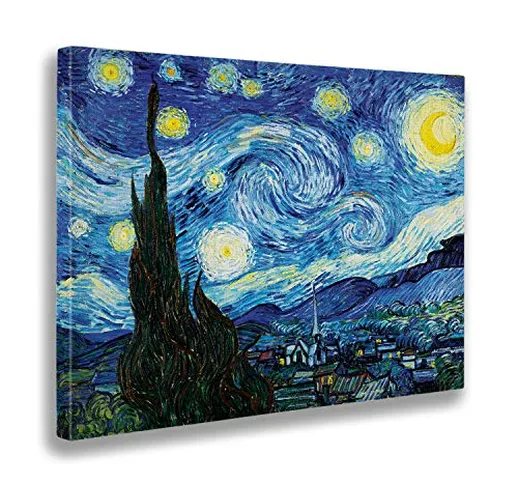 Giallobus - Quadro - Stampa su Tela Canvas - Vincent Van Gogh - Notte Stellata - 50 X 70 C...