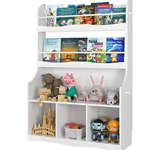 Homfa Porta Giochi per Bambini Espositore Giocattolo scaffale per Bambini Libreria e Porta...