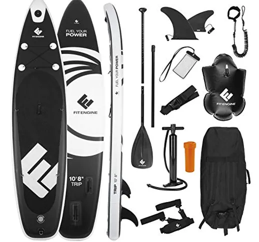 FitEngine Stand Up Paddle Board Set | 3 Fin Allrounder Trip SUP | incl. Supporto per Actio...