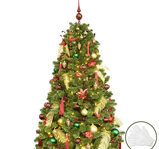 Busybee Albero di Natale di 180 cm con 240 luci a LED e Ornamenti di 110 Pezzi Decorazioni...