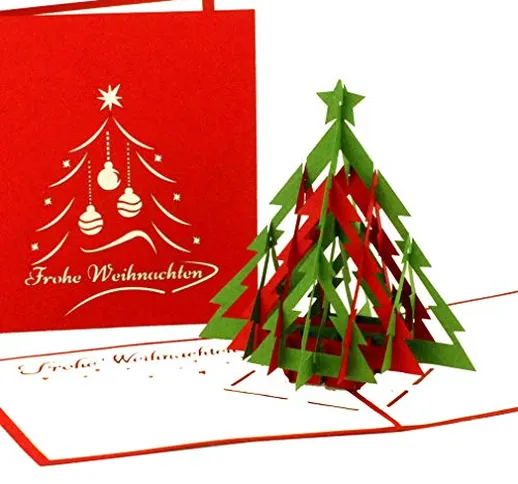 'Pop Up Biglietto di Natale Abete albero | Modern Buon Natale, Cartolina di Natale con alb...