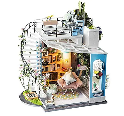 1yess Dollhouse Kit 27 * 23 * 22cm con Miniature Regalo Mobili Decor Collection Doras Loft...