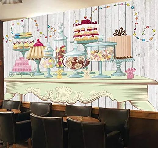 Afashiony Carta Da Parati Su Misura 3D Murale Romantico San Valentino Tea Shop Coffee Shop...