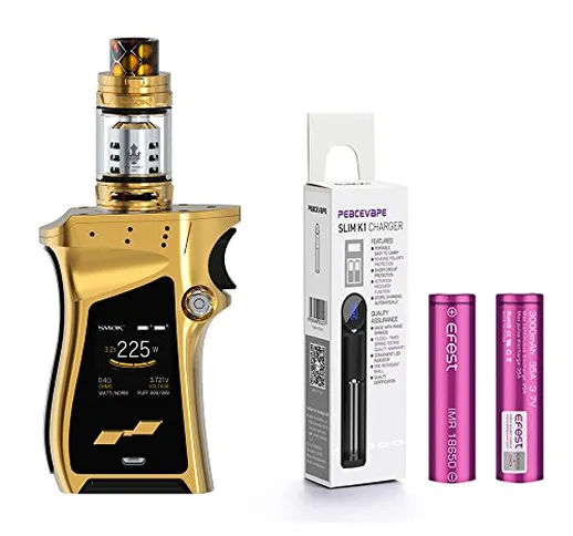 Autentico SMOK MAG KIT 225W TFV12 Prince Tank 2mL Sigaretta Elettronica (Oro) con 2x Efest...