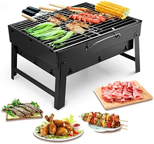 Uten Barbecue Carbone Portatile, Grill Barbecue Carbone Griglia Barbecue per 3-5 Persone C...