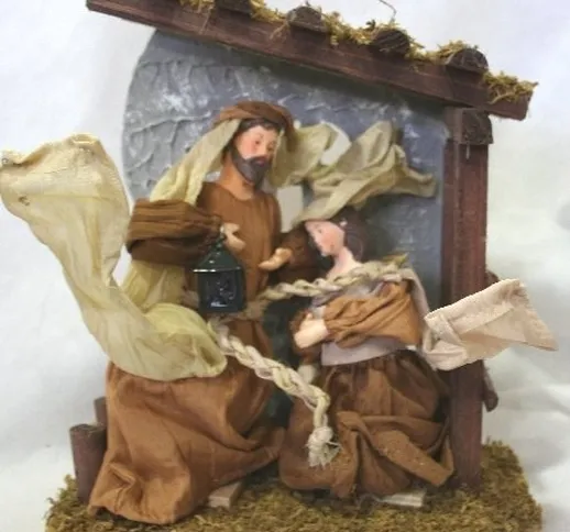 Natività in stoffa con capanna 20x25 cm - Presepe compatto