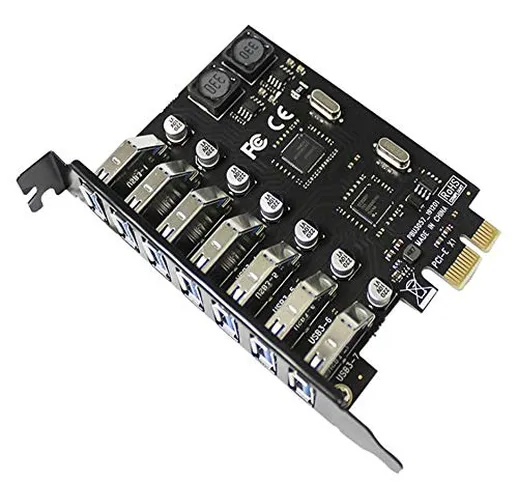 Scheda di espansione da PCI-E a USB 3.0 a 7 porte (USB-A), scheda PCIE USB 3.0, scheda PCI...