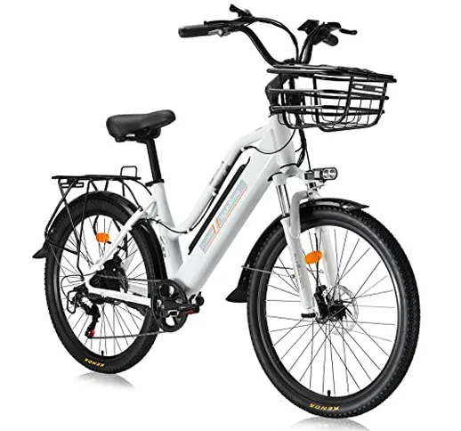 TAOCI - Bicicletta elettrica da donna, per adulti, per tutti i terreni, 26", 36 V, batteri...