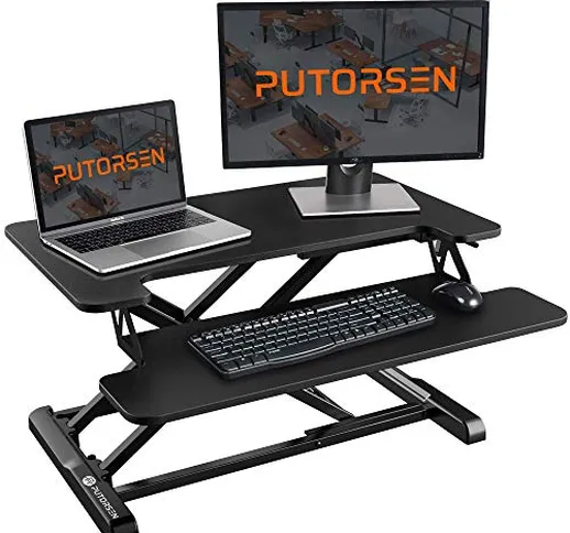 PUTORSEN® 28'' Sit- Stand Scrivania con Altezza Regolabile Sollevamento e Abbassamento Tav...