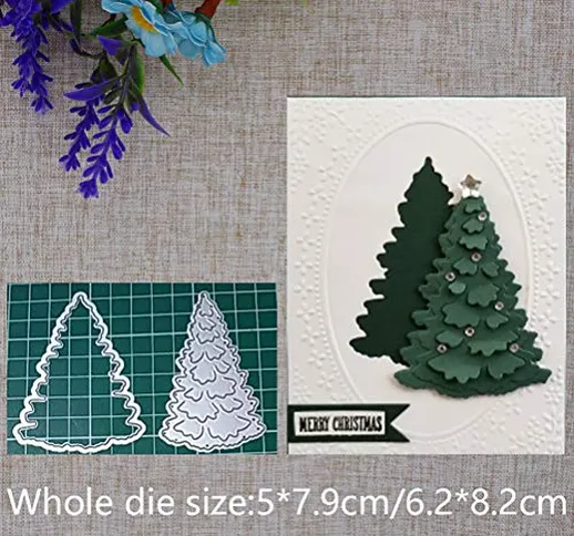 Fustella 3D a forma di albero di Natale, in acciaio al carbonio, per scrapbooking, goffrat...