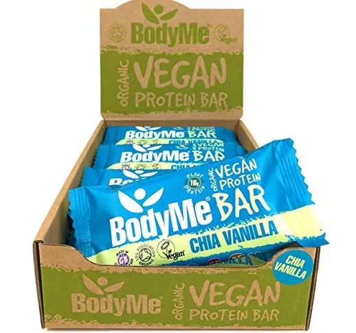 BodyMe Barrette Proteiche Vegan Bio | Cruda Chia Vaniglia | 12 x 60g Barretta Proteica | S...