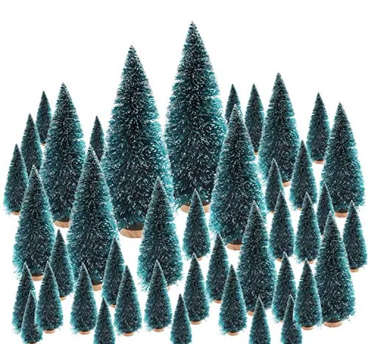 Mini Albero di Natale Piccolo (48pz) - Albero di Natale Mini Verde in Sisal in 6 Dimension...