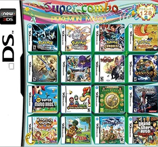 Yaogroo 208 Giochi in 1 NDS Game Pack Super Combo Multi Cartridge per DS NDS NDSL NDSi 3DS...