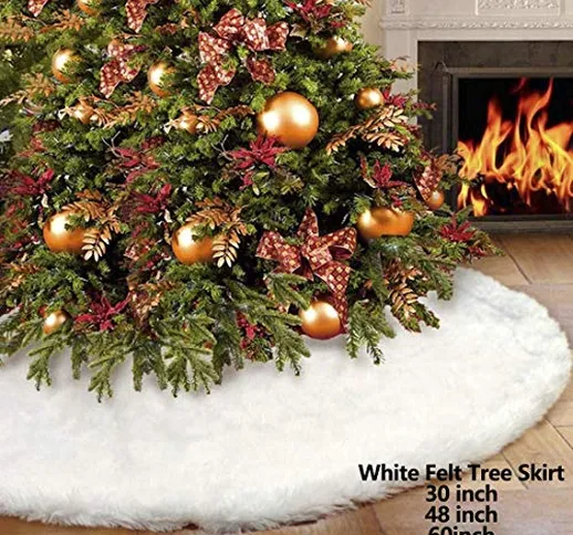 iMucci Gonna Albero di Natale innevato Bianco Peluche Velluto – Holiday Party Decorazione,...