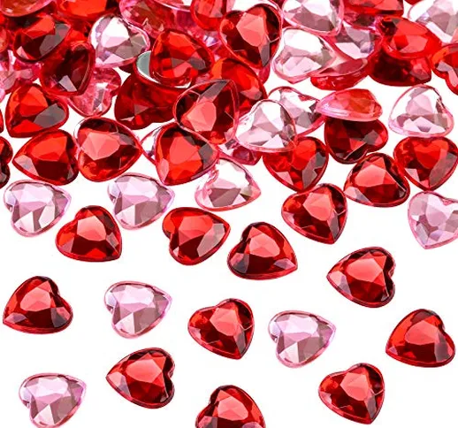 200 Pezzi Cuore Rosso Acrilico per San Valentine, Matrimonio Decorazione a Forma di Cuore,...