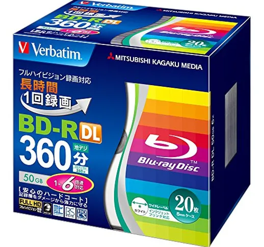 20 Verbatim BluRay Discs BD-R DL Dual Layer 50 gb 6 x Speed inkjet Printable BluRay
