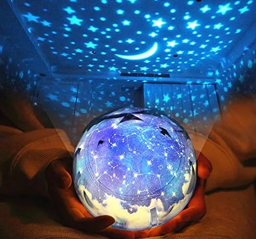 Sudatek, proiettore di stelle con luci LED, luce notturna, girevole a 360°, con cambio col...