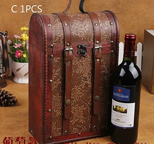 Renjun, scatola da vino a doppio bastone, scatola regalo creativa, 22 x 12 x 35 cm 1 pezzo...