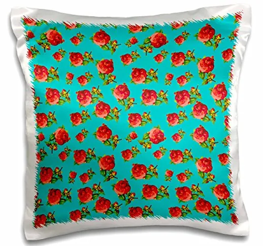 Rewards4life Gifts - Vintage Roses Pattern on Teal - 16x16 inch Pillow Case (pc_128241_1)