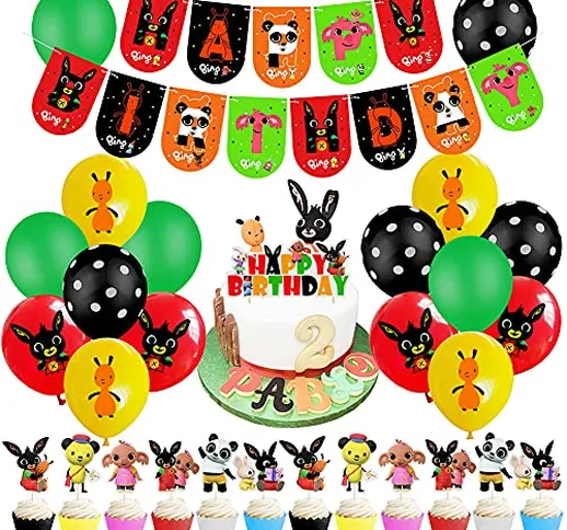 Bing Decorazioni per feste di compleanno Bing Bunny Palloncini Happy Birthday Banner Bunny...