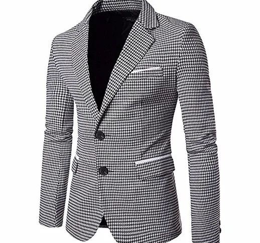 FRAUIT Giacca Uomo Primaverile Elegante Cappotto Leggero Uomo Vestito Uomo Slim Fit Vestit...