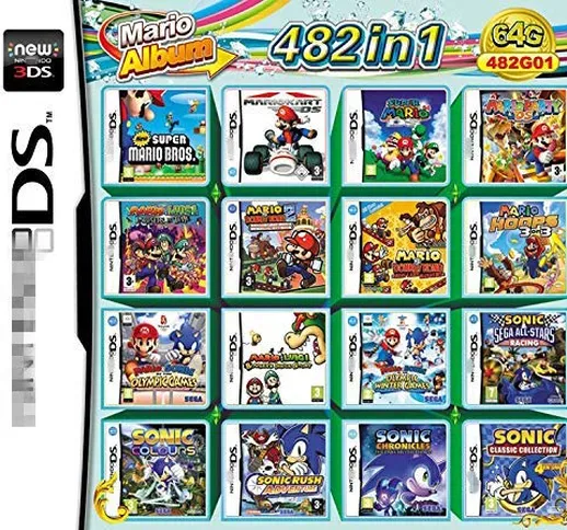 482 giochi in 1 NDS Game Pack Cartuccia Super Combo per NDS DS 2DS NDSL NDSI Nuovo 3DS XL...