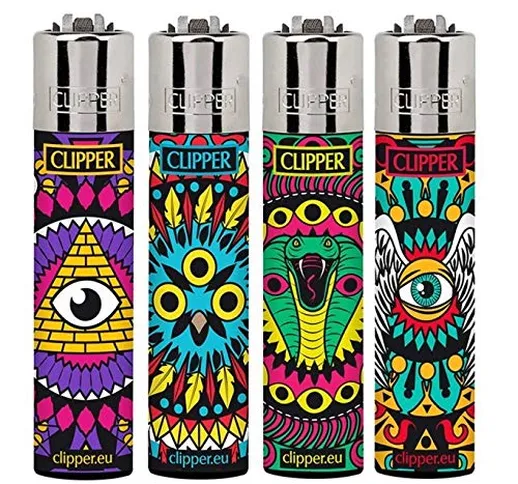 Clipper – Set di 4 accendini – Eye Mandalas (Modello Grande)