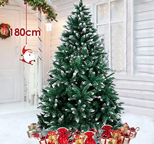 amzdeal Albero di Natale Innevato 180cm Albero di Natale Artificiale Innevato Bianco Natur...