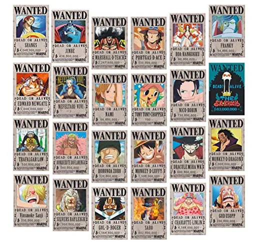 ruggito Poster One Piece Wanted 28,5 cm × 19,5 cm, Poster in Carta Kraft Nuova Edizione, L...