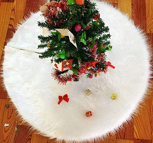 Ieve, gonna per albero di Natale di peluche bianco (90 cm), 90 cm