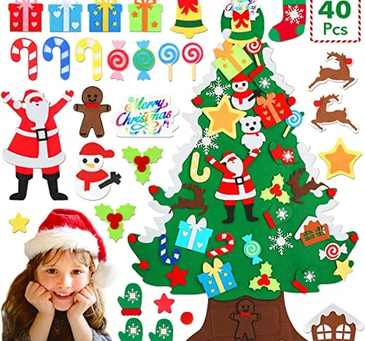 Albero Natale Feltro DIY Albero Natale Artificiale Addobbi Natalizie Educativo Giocattolo...