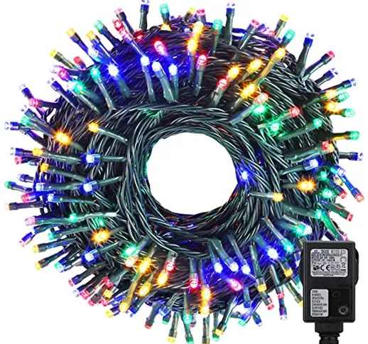 iShabao Luci Natale Esterno 20M 200 LED Luci Albero di Natale Catena Luminose Colorate Luc...