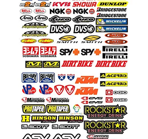 ADESIVI MOTO SPONSOR 73 Pz Sticker Motocross Grafiche Bici Mtb Computer Motorino Kit Model...