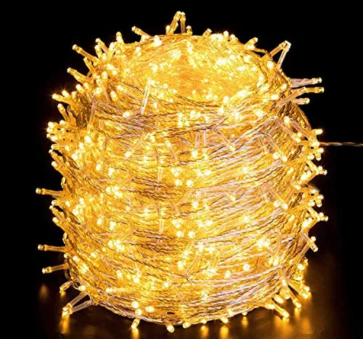 Quntis Luci Natale Esterno 100m 1000 LED, IP44 Impermeabile Catena Luminosa Natale decoraz...