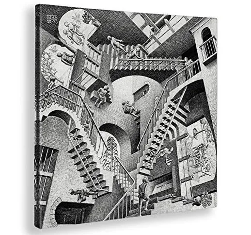Giallobus - Quadro - Maurits Cornelis Escher - Relativity - Tela Canvas - 50x50 - Pronto d...