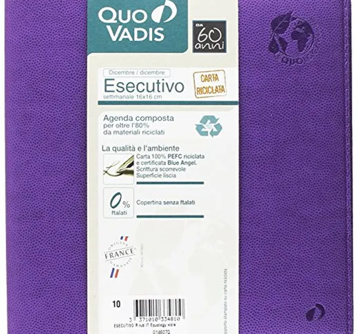 Quo Vadis 01460720MQ Anno 2020 ESECUTIVO RICICLATA IT Equology - 16x16cm - Settimanale - D...