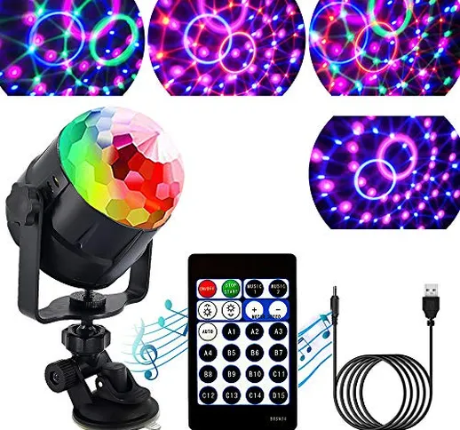 ZStarlite Luci Discoteca LED con Cavo USB, Telecomandata, Luce Disco con 15 Colori Luminos...