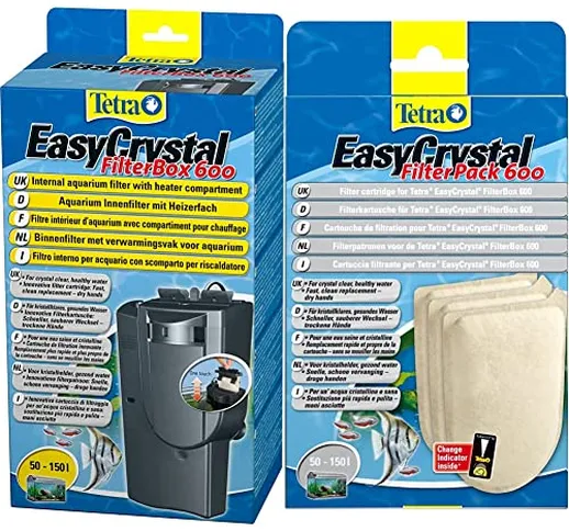 Tetra EasyCrystal FilterBox 600 Filtro Interno per Acquari con Scomparto per Il Termo Risc...