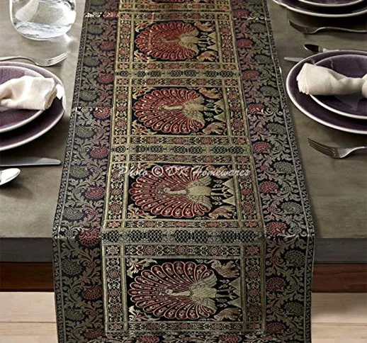 DK Homewares Indian Tradizionale Nozze Arredamento 60 X 16 Runner da Tavolo Broccato Jacqu...